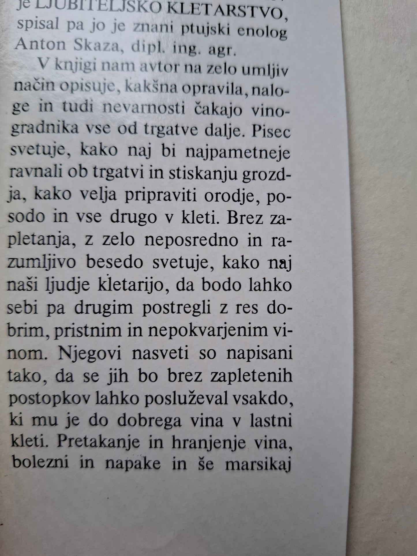 Ljubiteljsko kletarstvo,Anton Skaza.