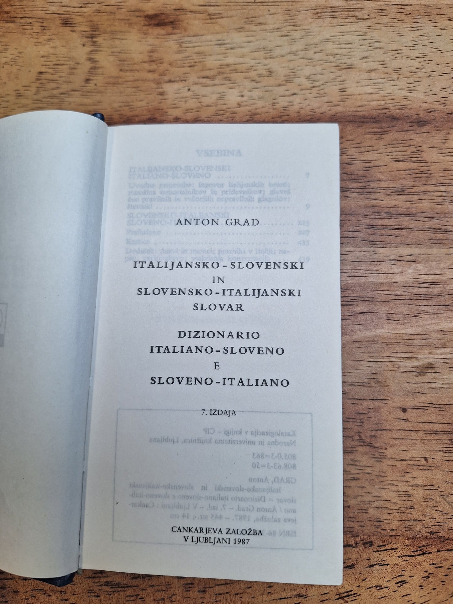 Italijansko slovenski,slovensko-italijanski slovar Anton Grad