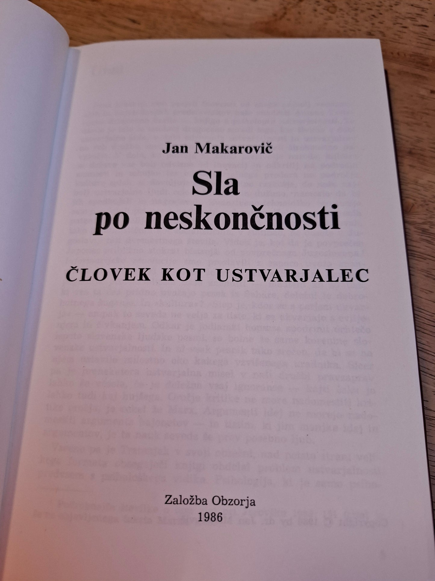 Sla po neskončnosti, Jan Makarovič.