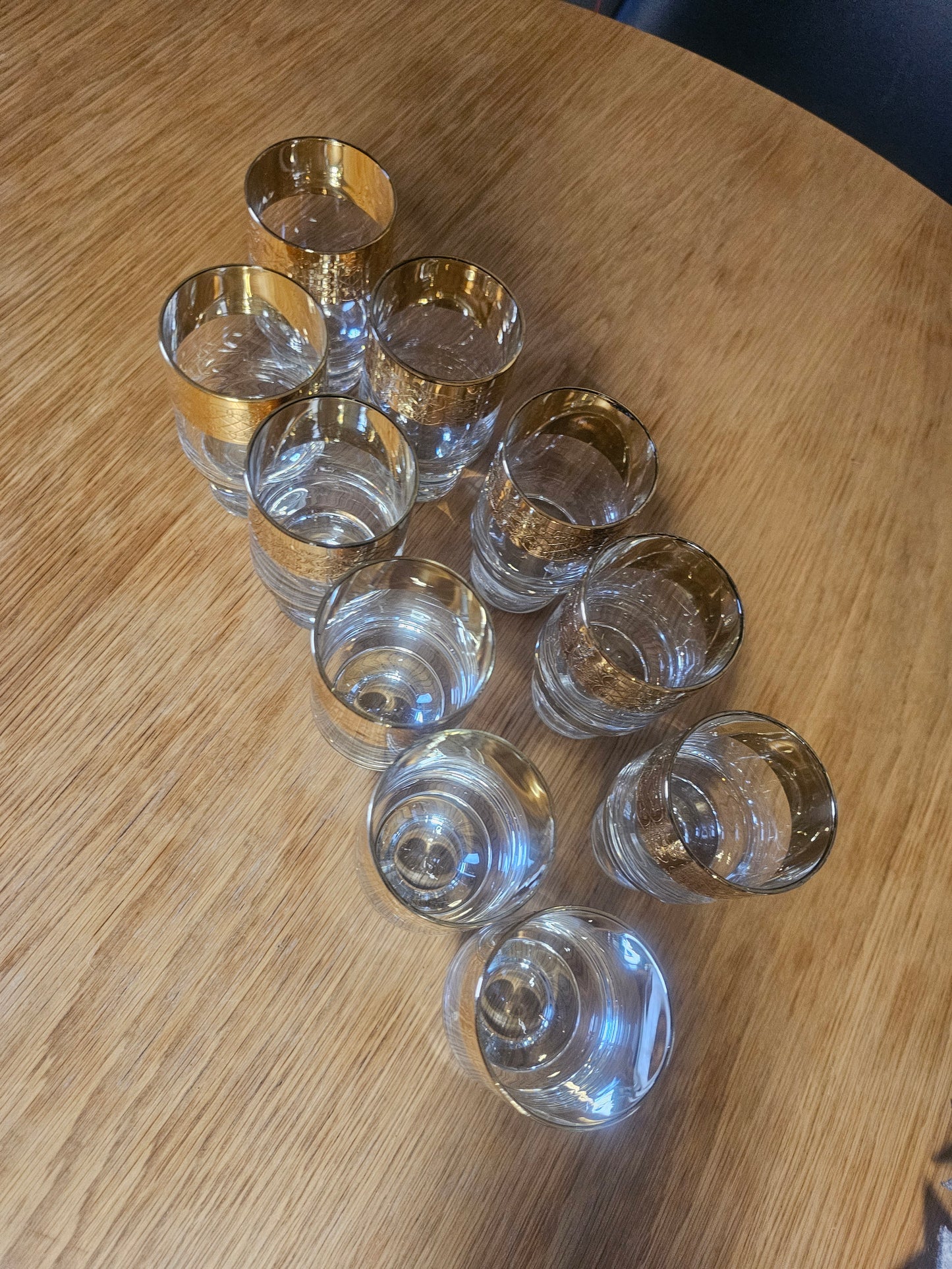 Vintage kristalni kozarci z zlato dekoracijo – komplet 10 kosov