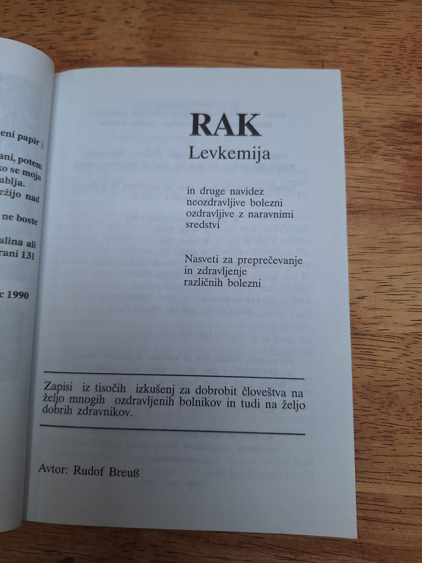 Zdravljenja raka in levkemije Rudolf Breuss