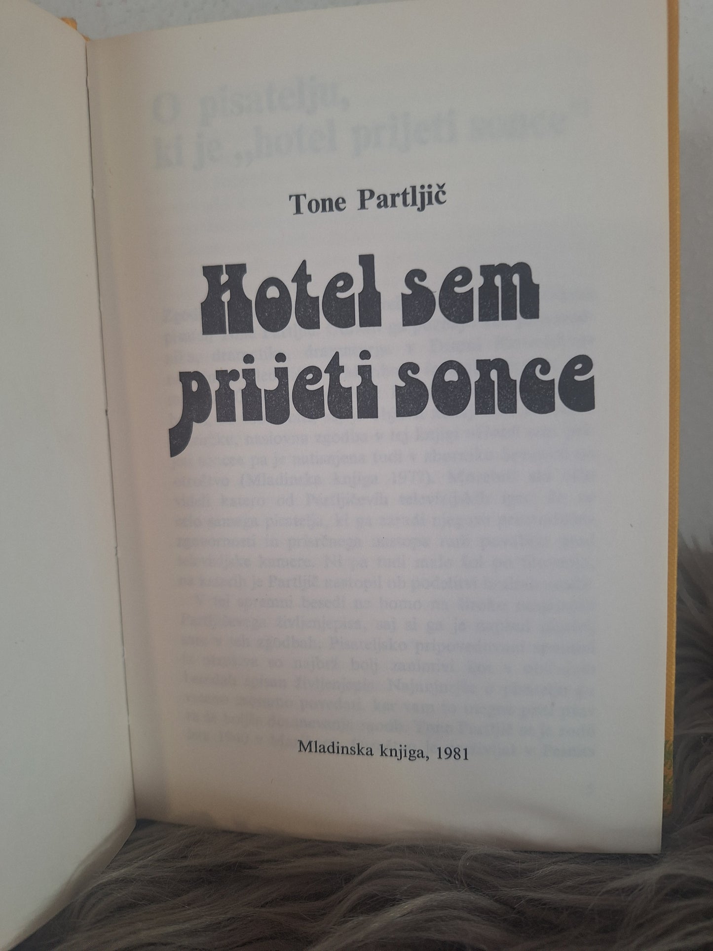 Hotel sem prijeti sonce Tone Partljič