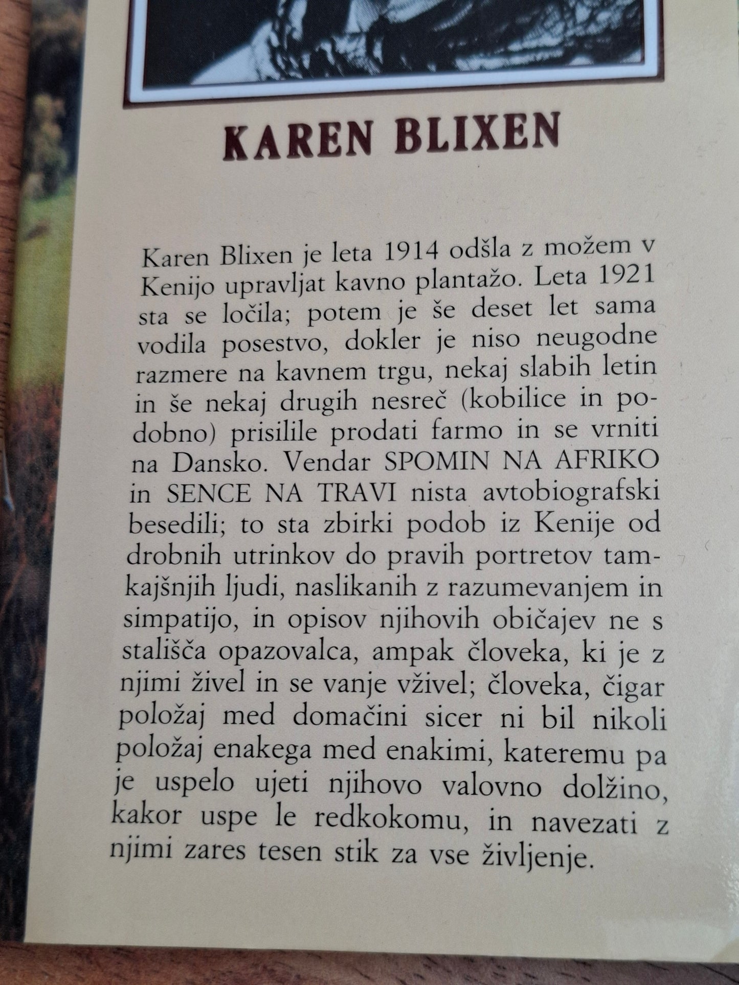 Spomin na Afriko in Sence na travi, Karen Blixen (Isak Dinesen)