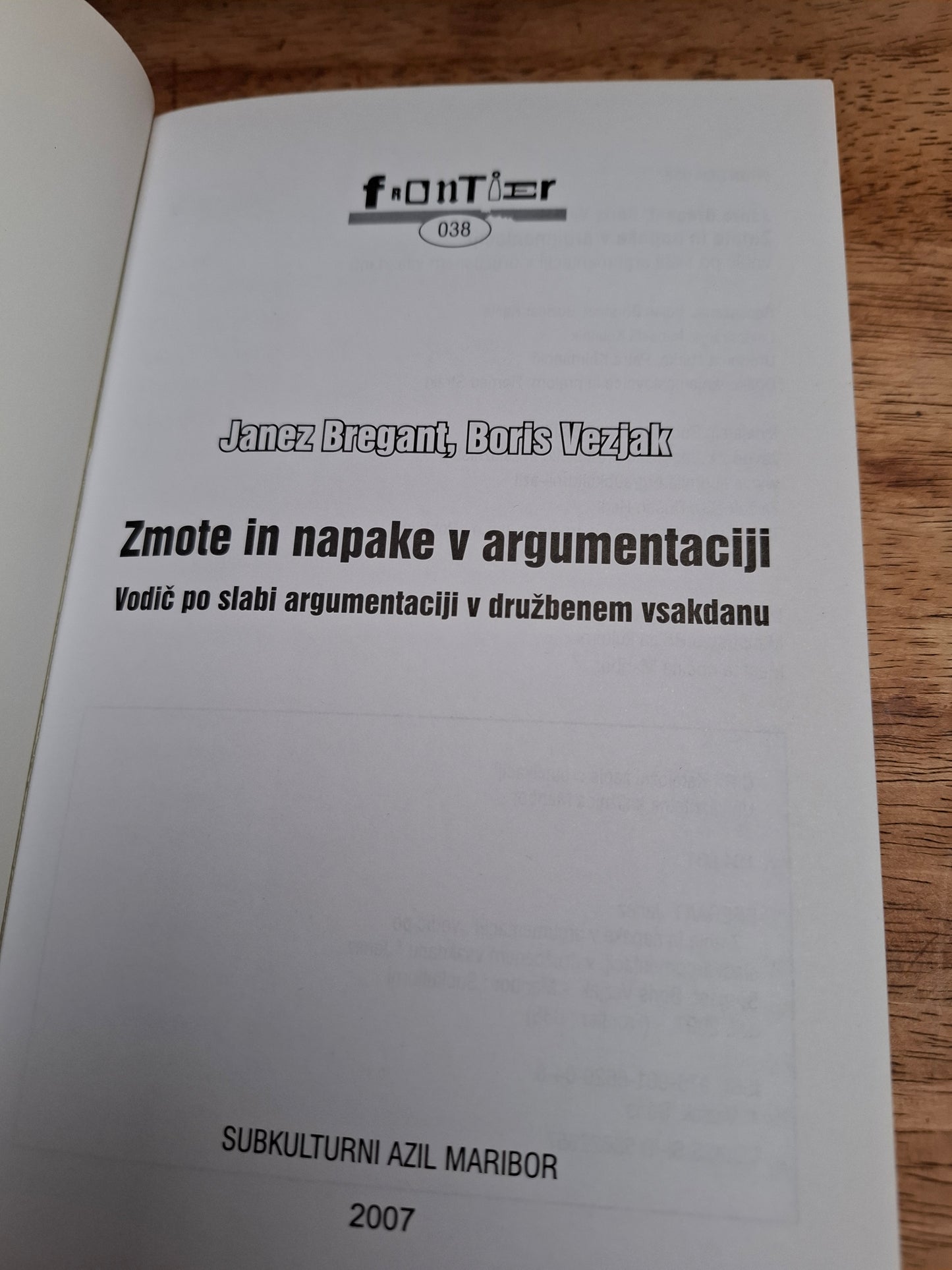 Zmote in napake v argumentaciji Boris Vezjak Janez Bregant