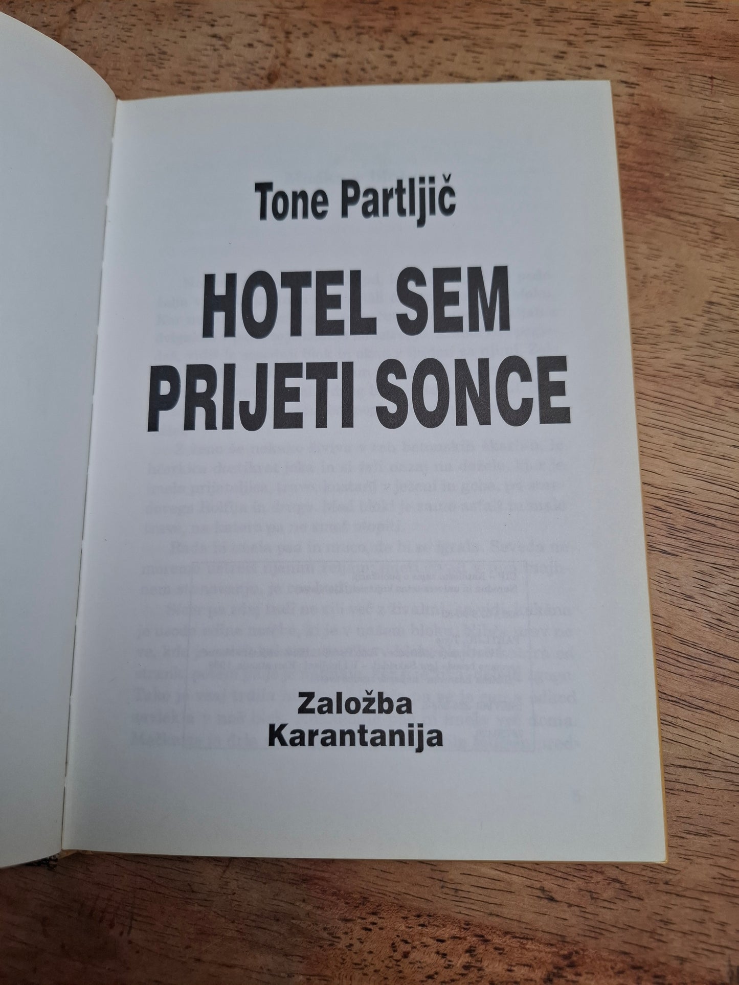 Hotel sem prijeti sonce Tone Partljič