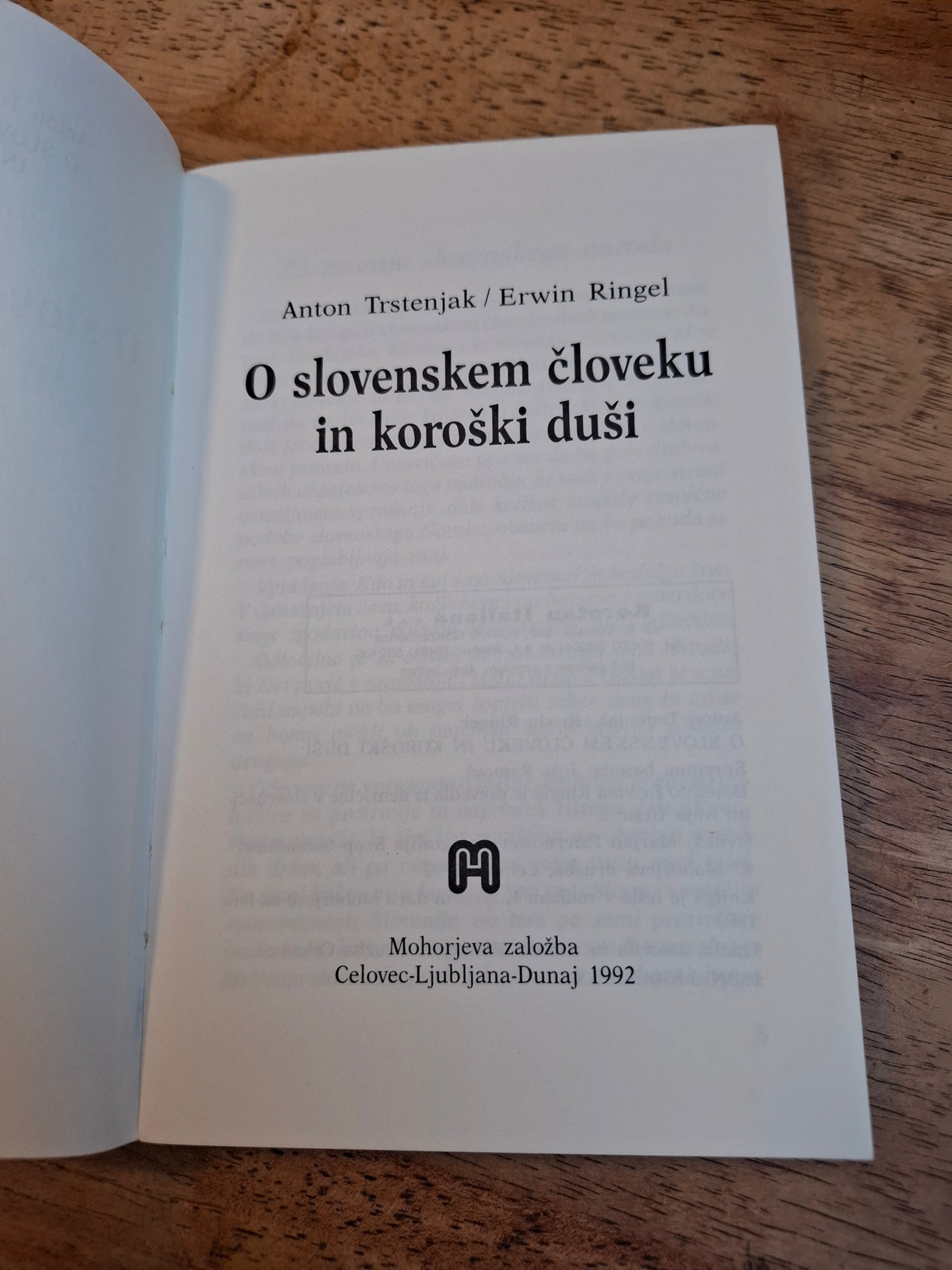 O slovenskem človeku in koroški duši Anton Trstenjak Erwin Ringel