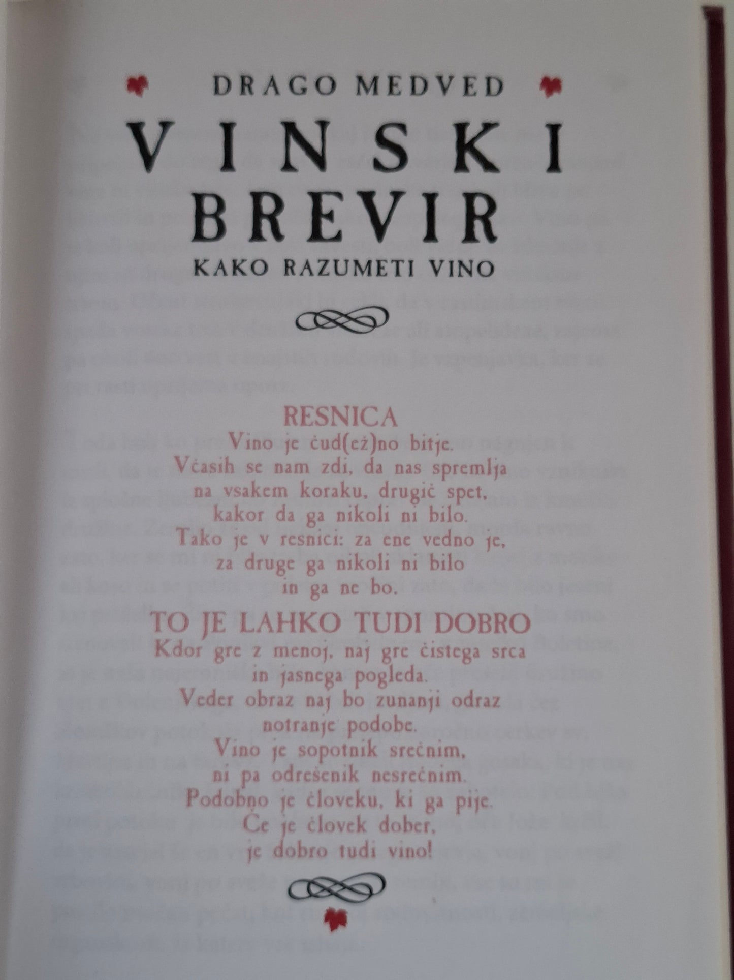 Vinski brevir, kako razumeti vino, Drago Medved