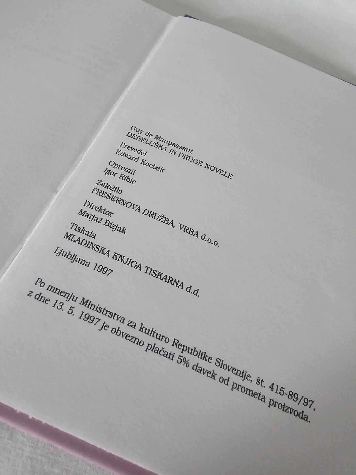 Debeluška in druge novele Guy de Maupassant